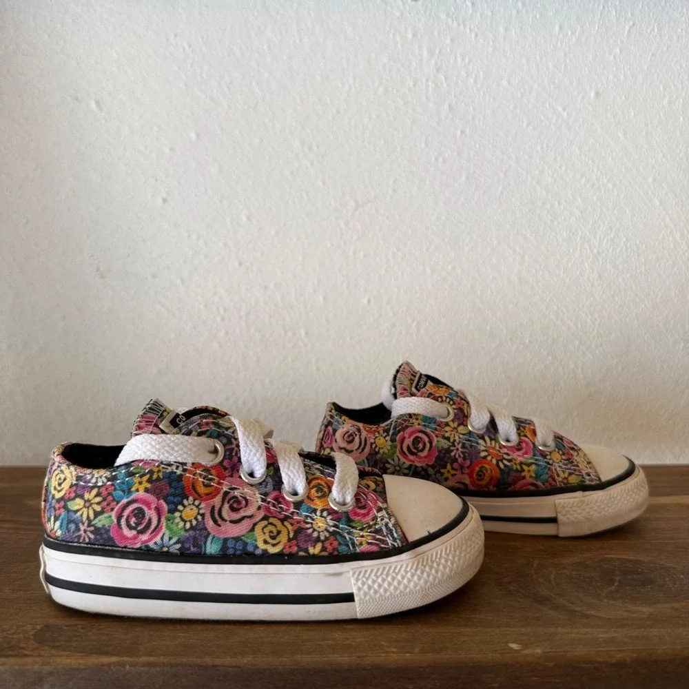 Converse All Star Floral Low Top Sneakers Toddler Girls‎ Size 5 Multicolor